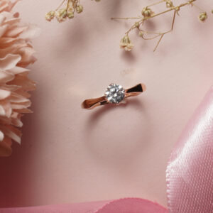 18KT Rose Gold Single Stone Ring – Minimalist Daily Wear Engagement | BK Saraf RL18/2299