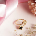 18KT Yellow Gold Princess Flower Open Center Adjustable Ring RL18/1959