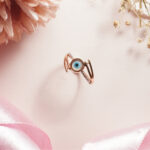 18KT Rose Gold Evil Eye Stone Ring – Minimalist Design | BK Saraf