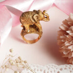 22KT Yellow Gold Temple Antique Elephant Ring | BK Saraf Jewellers RL22/2504
