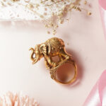 22KT Yellow Gold Temple Antique Elephant Ring | BK Saraf Jewellers RL22/2504