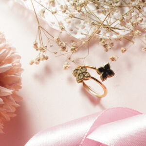 18KT Yellow Gold Princess Flower Open Center Adjustable Ring RL18/1959