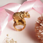 22KT Yellow Gold Temple Antique Elephant Ring | BK Saraf Jewellers RL22/2504