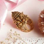 22Kt Yellow Gold Antique Temple Ring Traditional South Indian Design RL22/2446