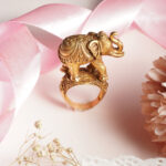 22KT Yellow Gold Temple Antique Elephant Ring | BK Saraf Jewellers RL22/2504