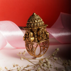22Kt Yellow Gold Antique Temple Ring Traditional South Indian Design RL22/2446
