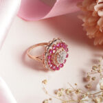 18KT Rose Gold Ring with Pink & White Stones – Wedding Gift RL18/2283