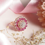 18KT Rose Gold Ring with Pink & White Stones – Wedding Gift RL18/2283