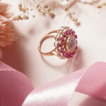 18KT Rose Gold Ring with Pink & White Stones – Wedding Gift RL18/2283