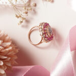 18KT Rose Gold Ring with Pink & White Stones – Wedding Gift RL18/2283