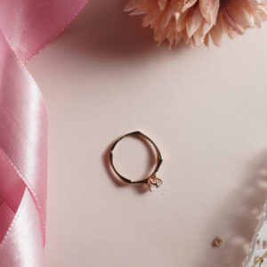 18KT Rose Gold Single Stone Ring – Minimalist Daily Wear Engagement | BK Saraf RL18/2299