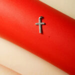 Minimal Cross Pendant in Natural Diamond & 18Kt Gold DLC/193