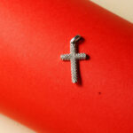 Minimal Cross Pendant in Natural Diamond & 18Kt Gold DLC/193