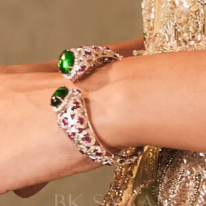 14KT Gold Emerald & Diamond Handcuff Bracelet – DBL14/170