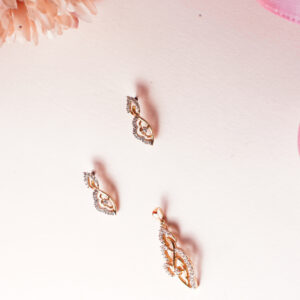 14kt Gold Diamond Pendant With Earrings DLS14/80