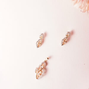 14kt Gold Diamond Pendant With Earrings DLS14/80