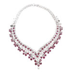 18Kt Gold Diamond Necklace with Pink Stones – DNK/230