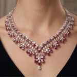 18Kt Gold Diamond Necklace with Pink Stones – DNK/230