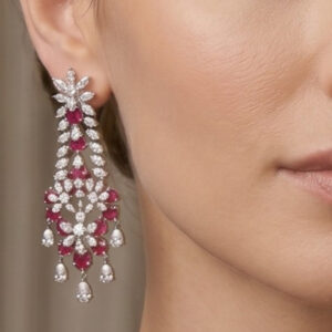 18Kt Gold Diamond Necklace with Pink Stones – DER/621