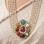 18Kt Gold Polki Kundan Pearl Navratna Long Haar Necklace PNK18/14