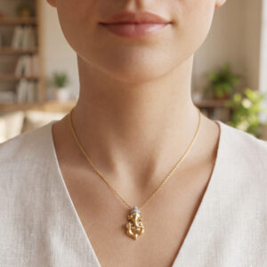 18kt Gold Diamond Lightweight Ganesha Pendant DLC/427