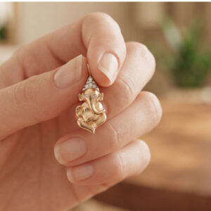 18kt Gold Diamond Lightweight Ganesha Pendant DLC/427