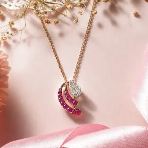 Elegant Blush Blaze Diamond Gemstone Pendant in 18Kt Gold DCN/59
