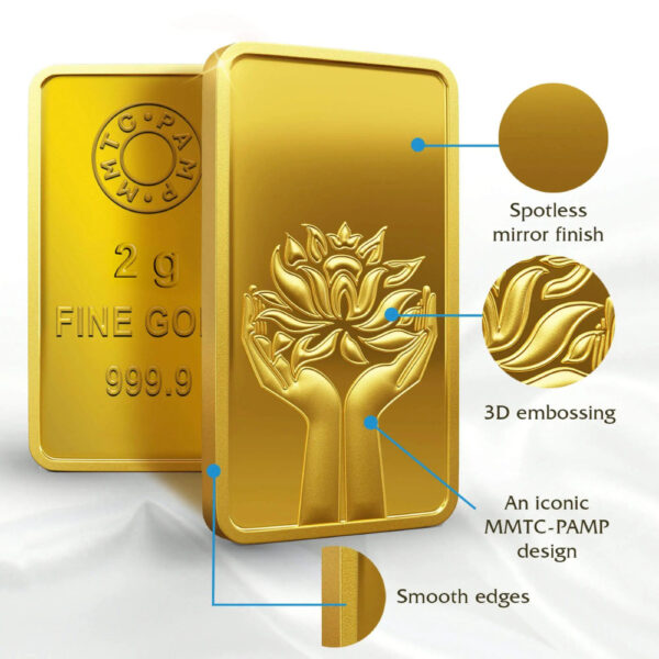 Lotus 24k (999.9) 2 gm Gold Bar